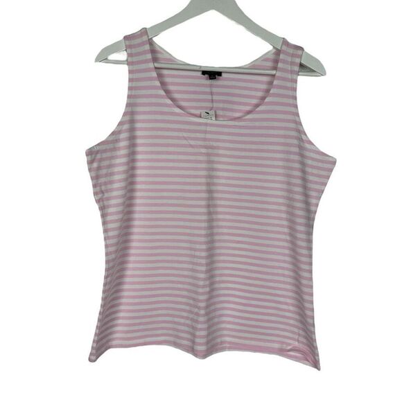 Talbots Pink White Large Round Neck Tank - Picture 1 of 5
